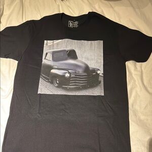 Black Graphic T-Shirt with Vintage Truck Print